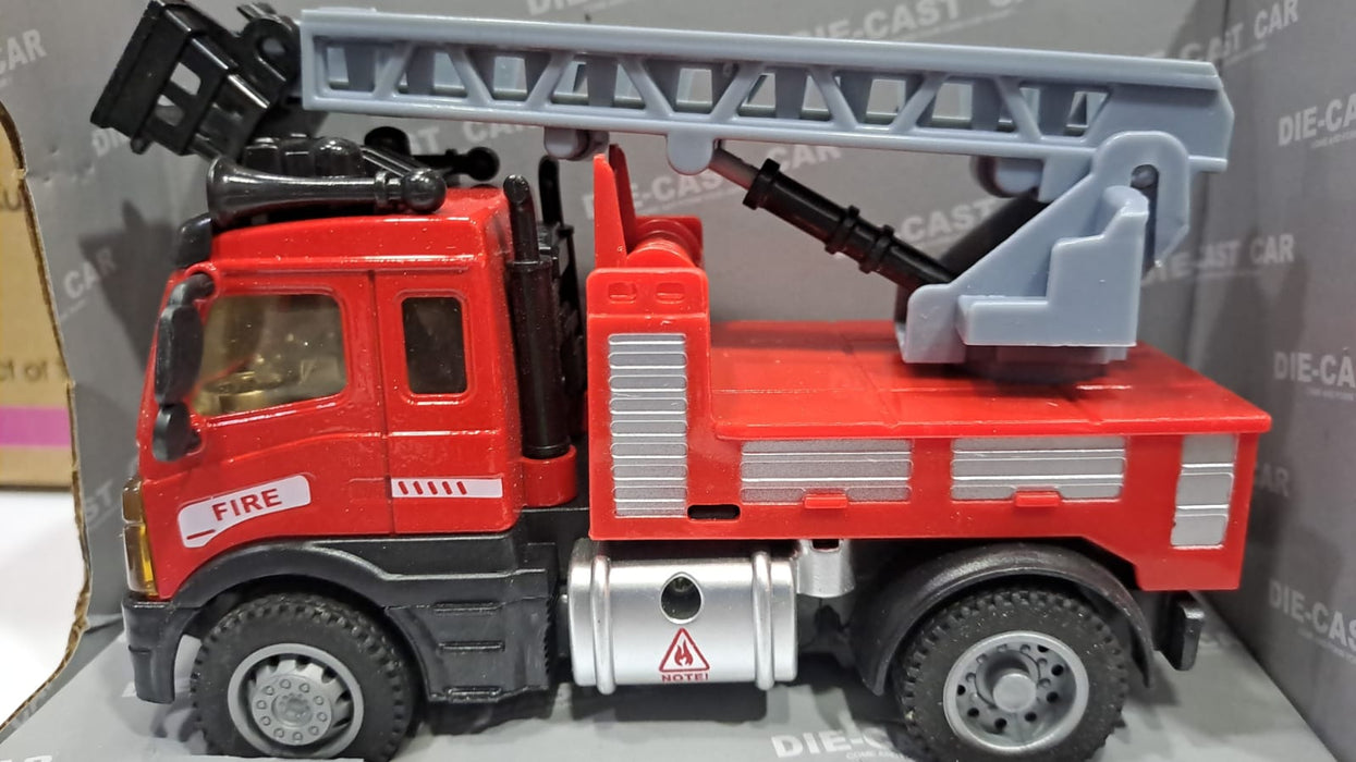 DIE CAST 1:64 RC PULL BACK FIRE CRANE TRUCK 6460