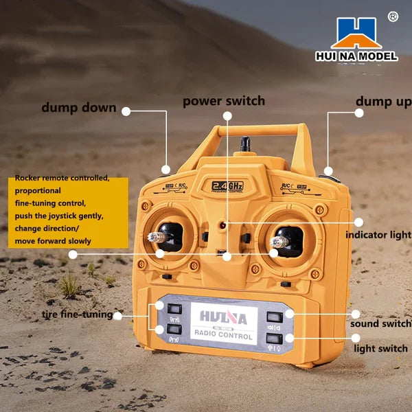 Huina 1536 1:14 Scale RC Dump Truck – Heavy-Duty Remote Control Engineering Vehicle