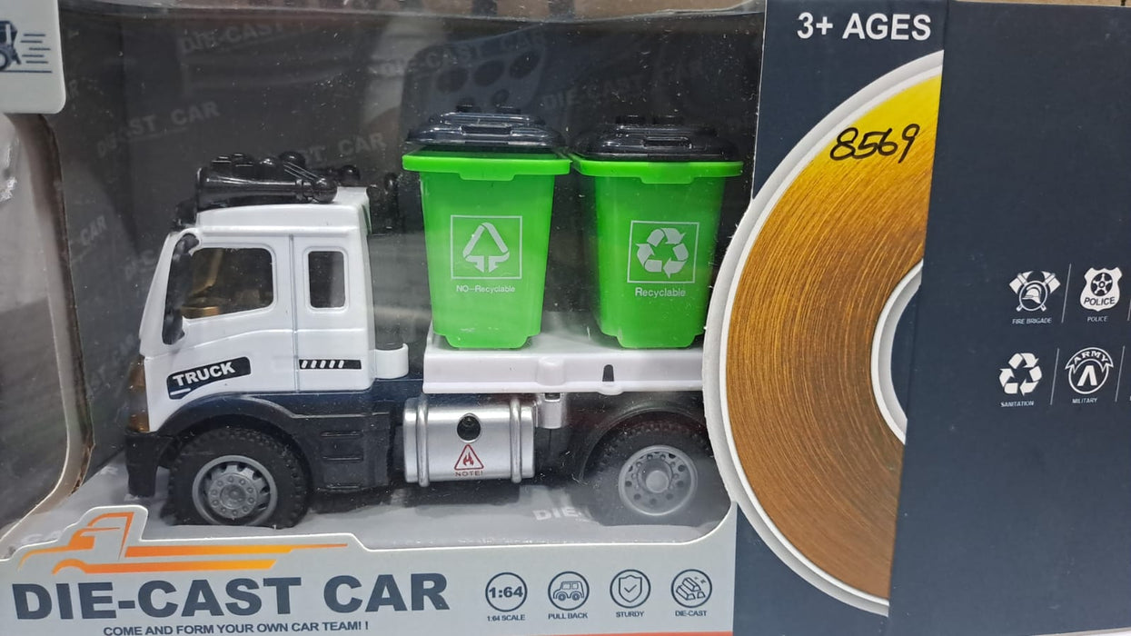 DIE CAST 1:64 RC PULL BACK RECYCLEBIN TRUCK 6461
