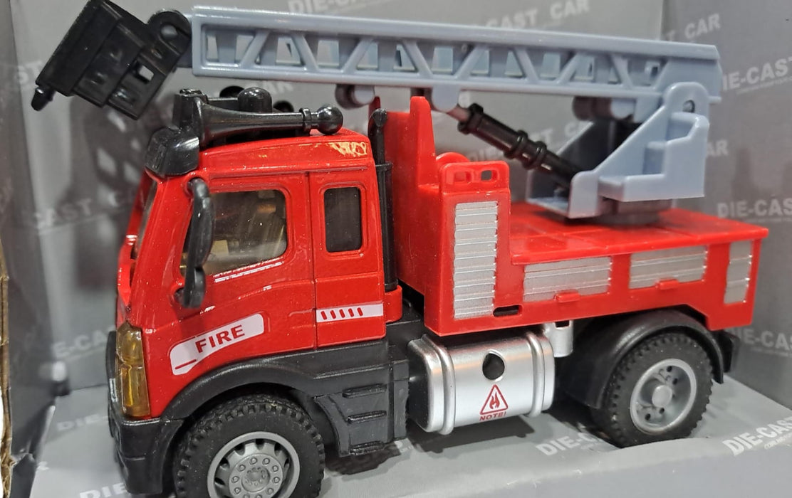DIE CAST 1:64 RC PULL BACK FIRE CRANE TRUCK 6460