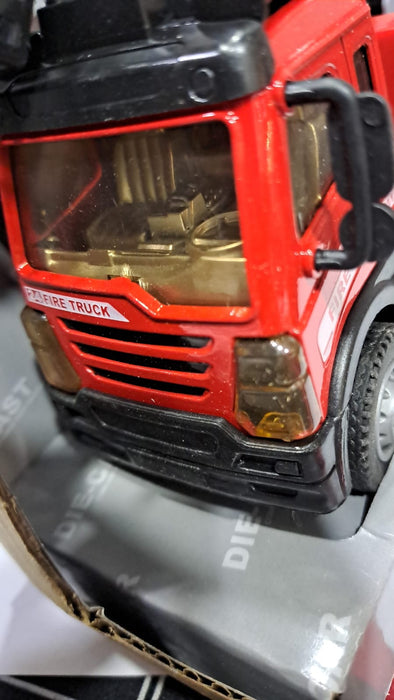 DIE CAST 1:64 RC PULL BACK FIRE CRANE TRUCK 6460