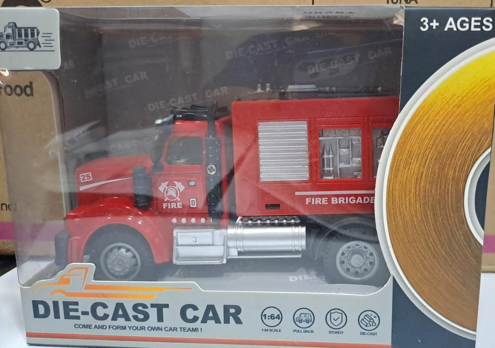 DIE CAST 1:64 RC PULL BACK FIRE BRIGADE TRUCK 6460