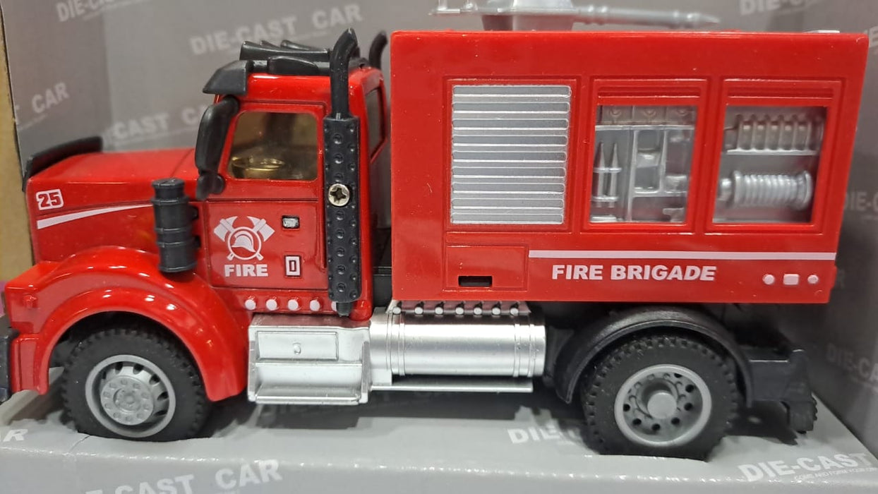 DIE CAST 1:64 RC PULL BACK FIRE BRIGADE TRUCK 6460