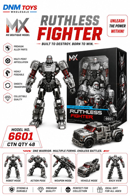 6601 Ruthless Fighter Transforming Robot | Alloy Collectible Model