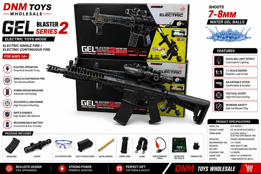 Gel Blaster SLR Series 2 Electric Toy | 7–8mm Water Gel Ball Blaster with Tactical Scope