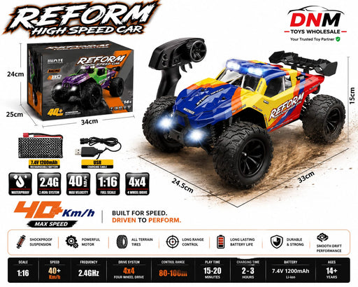 1:16 Scale RC Off-Road Racing Car 40+ KM/H High Speed 4x4 Remote Control Car with 2.4GHz Controller