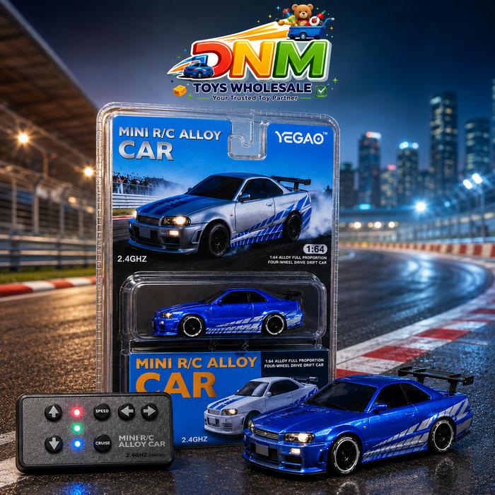 YEGAO 1:64 Mini R/C Alloy Car - Nissan Skyline GT-R (R34) Drift Edition