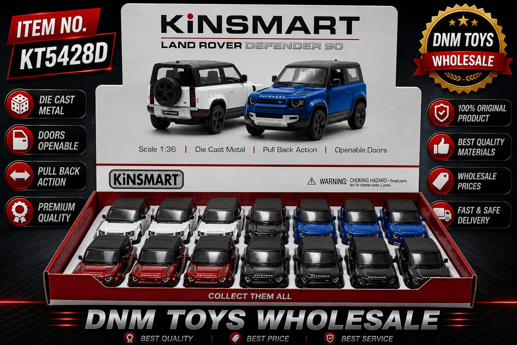 Kinsmart Land Rover Defender 90 Die-Cast SUV Model Set (14 PCS Assorted Colors) Ð 1:36 Scale Pull Back Collection