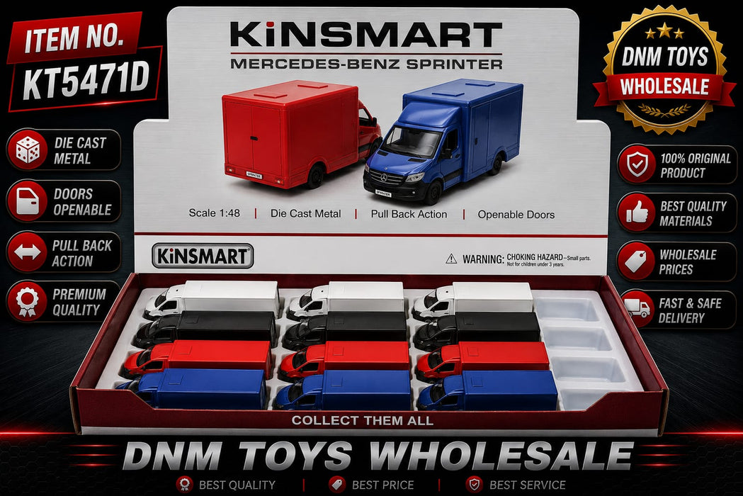 Kinsmart Mercedes-Benz Sprinter Delivery Van Die-Cast Model Set (12 PCS Assorted Colors) Ð 1:48 Scale Pull Back Collection