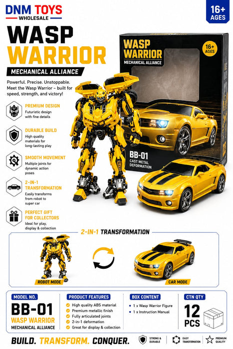 Wasp Warrior BB-01 Transforming Robot Car | 2-in-1 Collectible Model