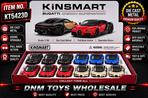 Kinsmart Bugatti Chiron Super Sport Die-Cast Hypercar Set (12 PCS Assorted Colors) Ð 1:36 Scale Pull Back Collection