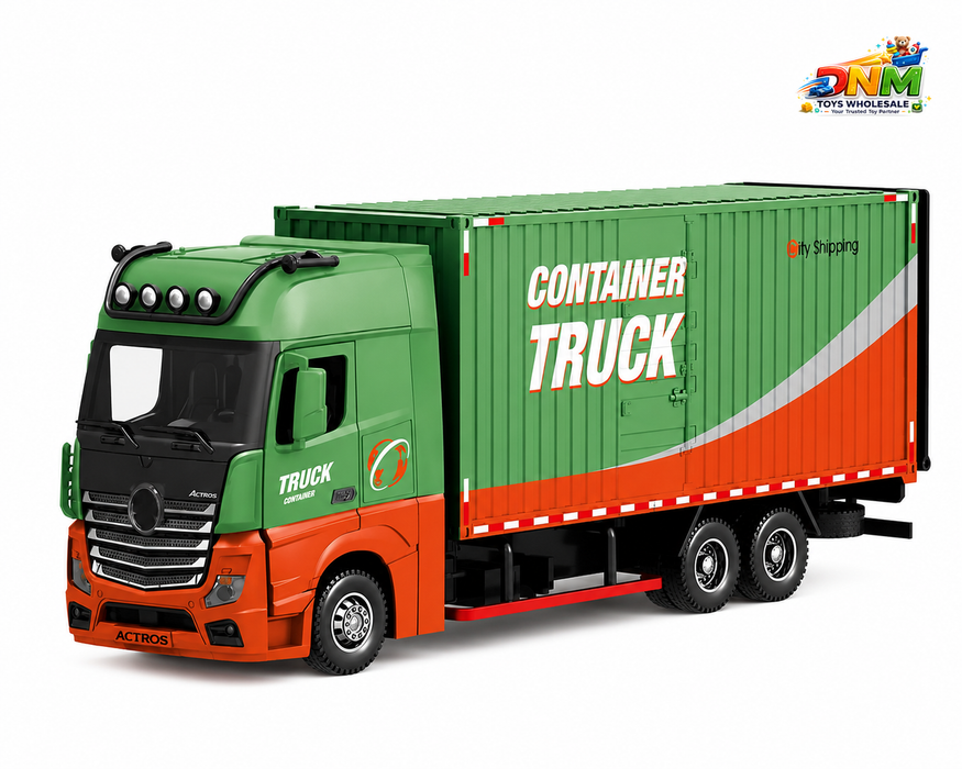 1:24 Diecast Heavy Container Truck with Light & Sound, Pull Back, Openable Doors | Metal Toy Model (1851 Edition)