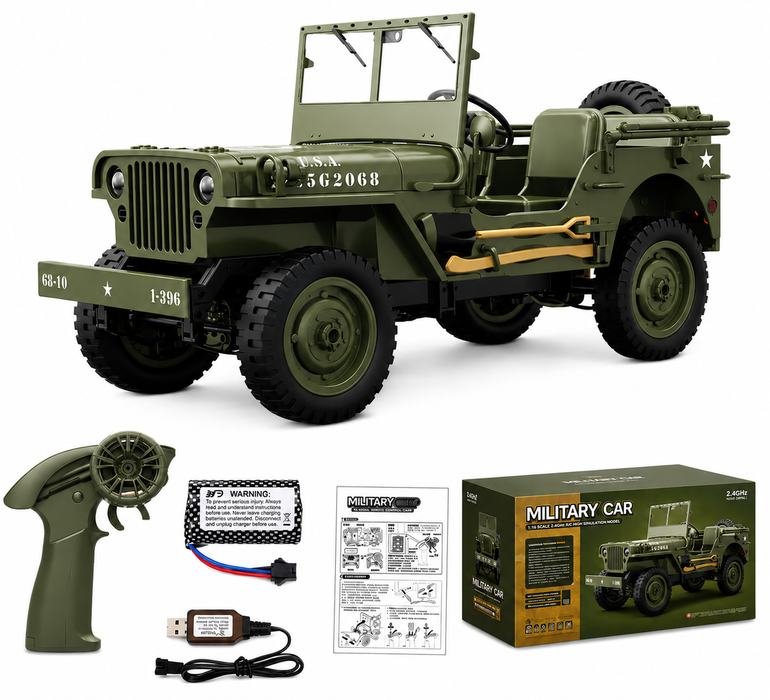 C8815 1:18 Scale 4WD Off-Road RC Military Willys Jeep Crawler RTR (1941 MB Scaler)