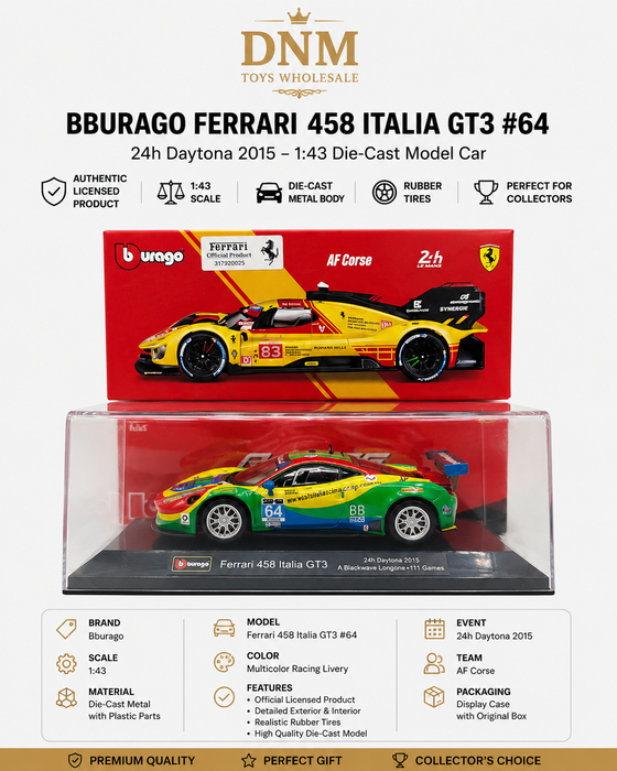 Ferrari 458 Italia GT3 #64, 24h Daytona 2015, Bburago Model Car 1:43
