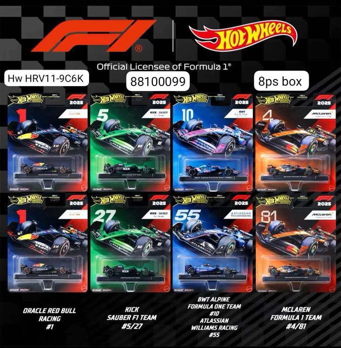 Imported Hot Wheels Premium Formula 1 Assorted Racing Car - 8 Pcs