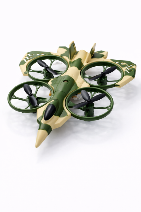 COMBINATION OF LAND AND AIR 2-IN-1 RC FLYING CAR DRONE WITH OPTICAL FLOW HOVER, 360° ROTATION & HEADLESS MODE GREEN