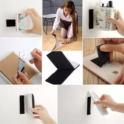 Self Adhesive Hook And Loop Tape 5M Hook + 5M Loop Black