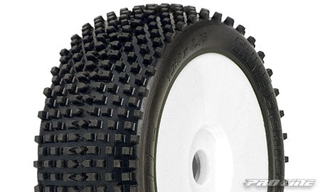 PRO-9014-12 Crime Fighter (M3) 1:8 Dirt Race Tire Mounted on Velocity White Buggry (2-pc)