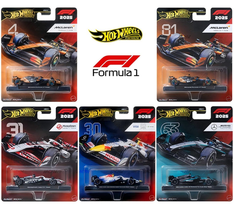 Imported Hot Wheels Premium Formula 1 Assorted Racing Car - 8 Pcs