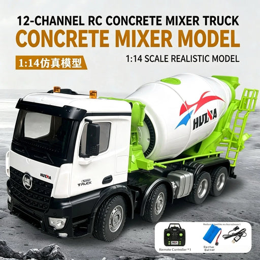 12CH 1/14 RC Huina 1537 Metal Mixer Truck RTR Toys Radio Battery Light Sound