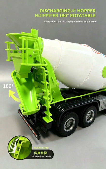 12CH 1/14 RC Huina 1537 Metal Mixer Truck RTR Toys Radio Battery Light Sound