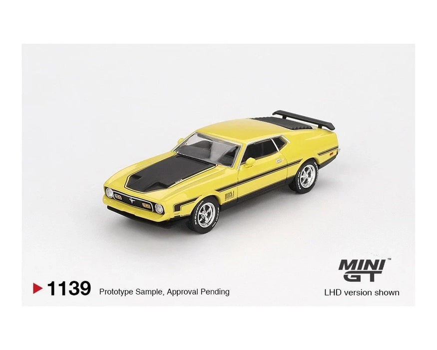 Imported Mini GT #1139 Ford Mustang Mach 1 Grabber Yellow Die-Cast Car