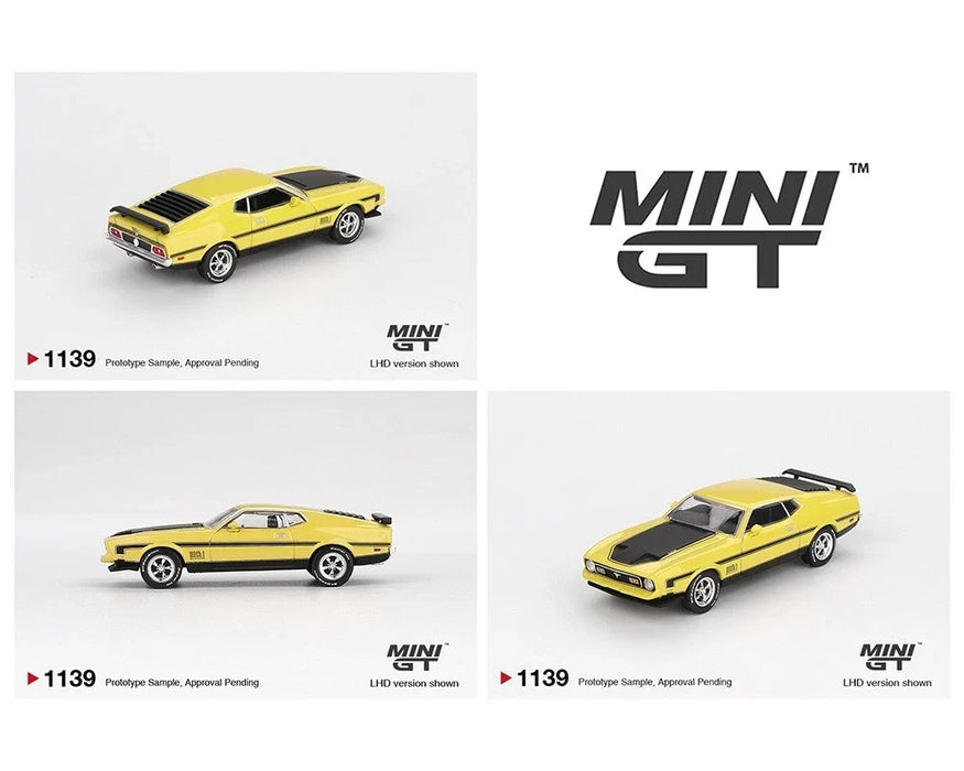 Imported Mini GT #1139 Ford Mustang Mach 1 Grabber Yellow Die-Cast Car