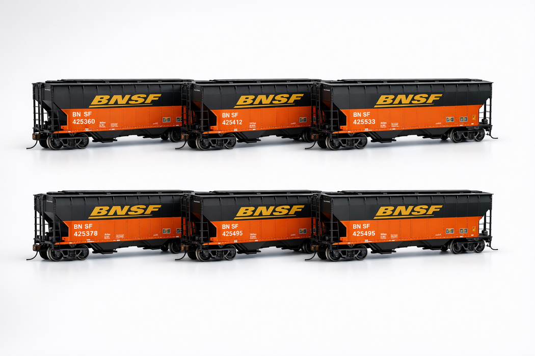 WALTHERS MAINLINE HO 50' RD-4 HOPPER 6-PACK RTR BNSF 910-56852
