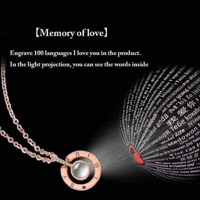 100 Language I Love You Projection Pendant Necklace