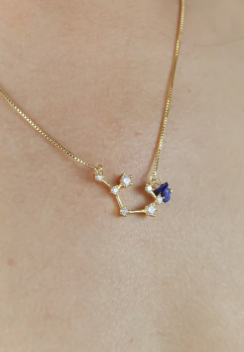 Aquarius Necklace with Lapis - Zodiac Sign by Bombay Sunset