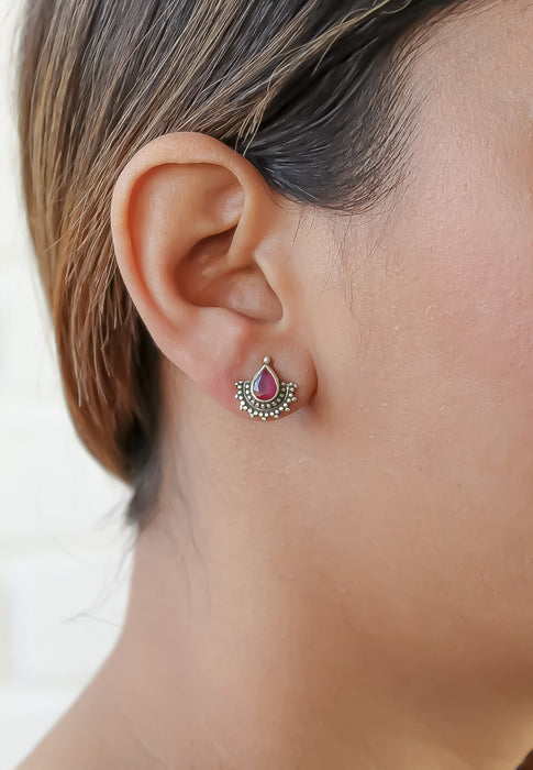 Half-Sun Tear Drop Silver Earrings by Bombay Sunset