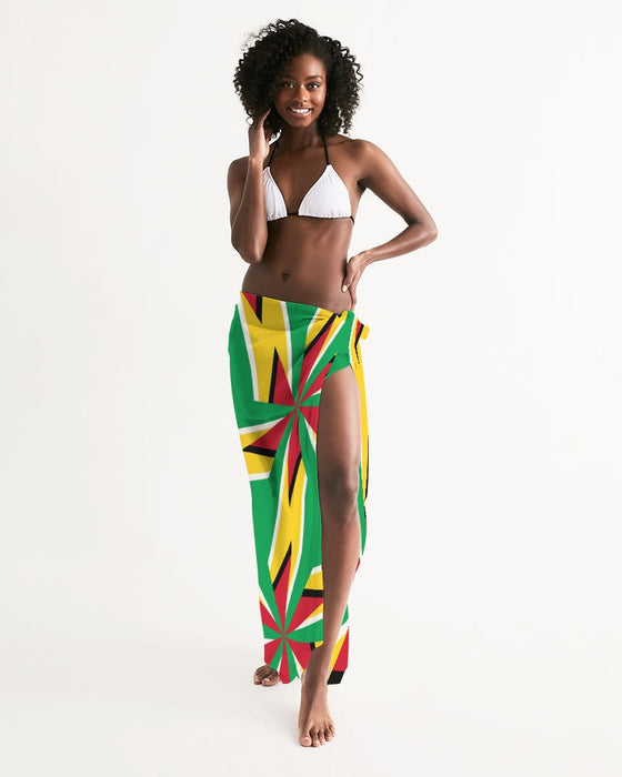 Abstract Guyana Flag Women's Swim Cover Up