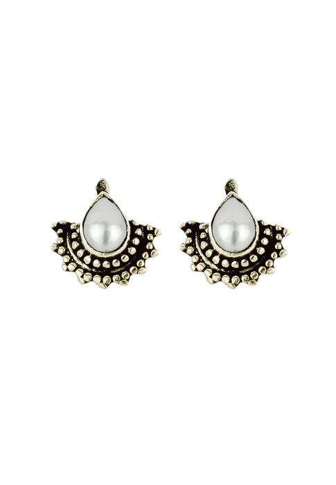 Half-Sun Tear Drop Silver Earrings by Bombay Sunset