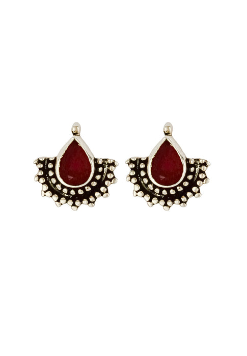 Half-Sun Tear Drop Silver Earrings by Bombay Sunset