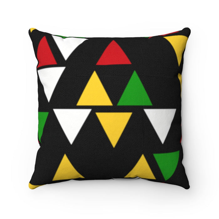 Guyanese Swag Triangle Ice Gold Green Spun Polyester Square Pillow