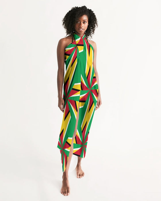 Abstract Guyana Flag Women's Swim Cover Up