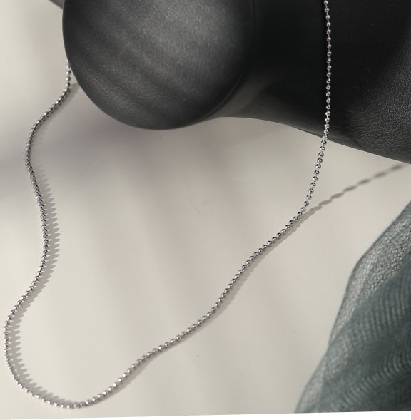 ALYONA Dainty Beads-Chain Silver Necklace