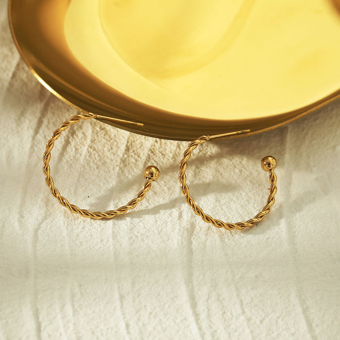 ANNA Rope Textured Gold Hoop Earrings