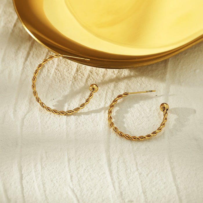 ANNA Rope Textured Gold Hoop Earrings
