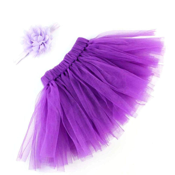 Fluffy Purple Tutu With Headband For Baby Girl | 6-12M | 2Pcs Set