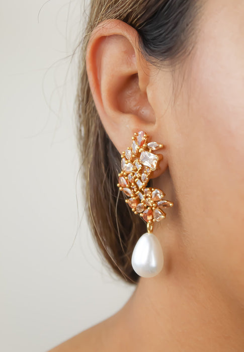 Golden Frosty Pearl Earrings by Bombay Sunset