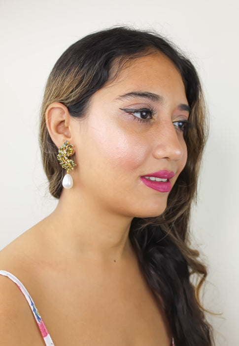 Golden Frosty Pearl Earrings by Bombay Sunset