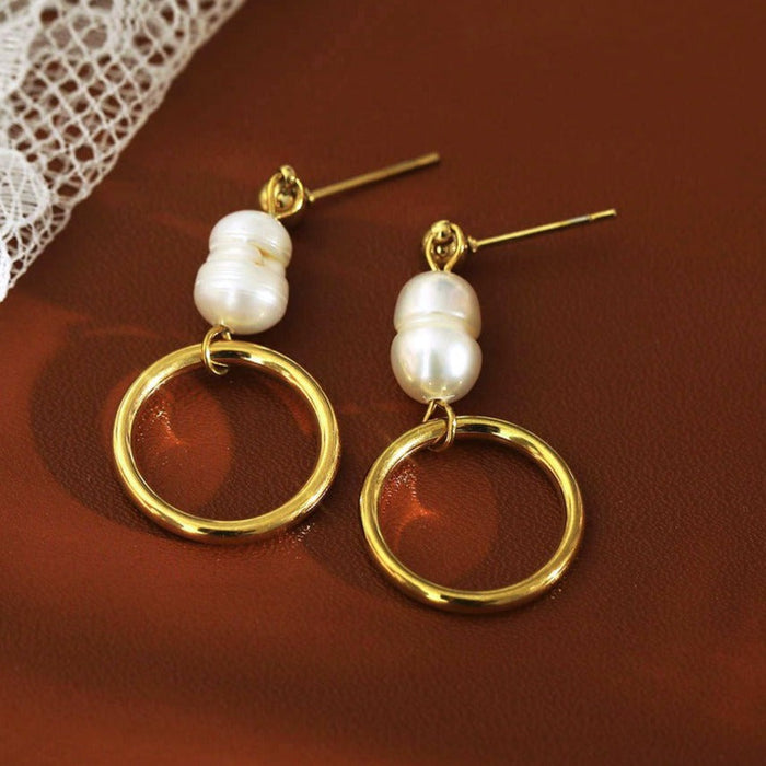 MADELYN Natural Freshwater Pearl Hoop Earrings