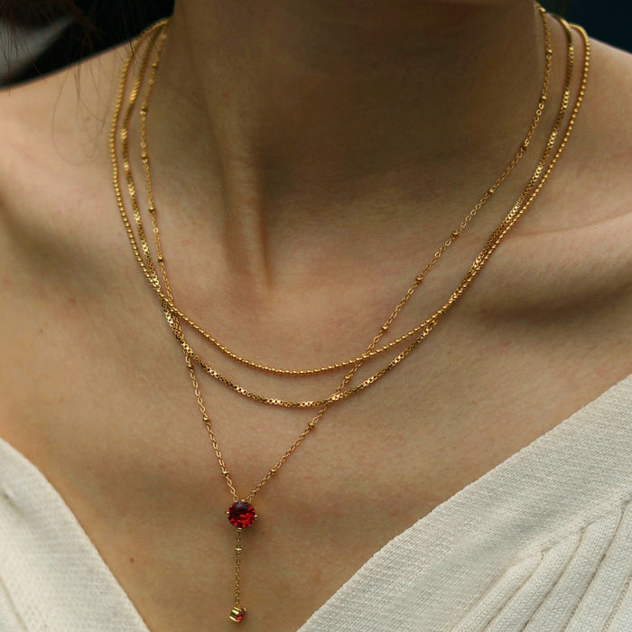 VEERA Dainty Beads-Chain Gold Necklace