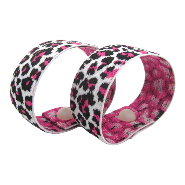 Motion Sickness Band- Slip-On Designer Nausea Relief Bracelet (pair) Pink Leopard
