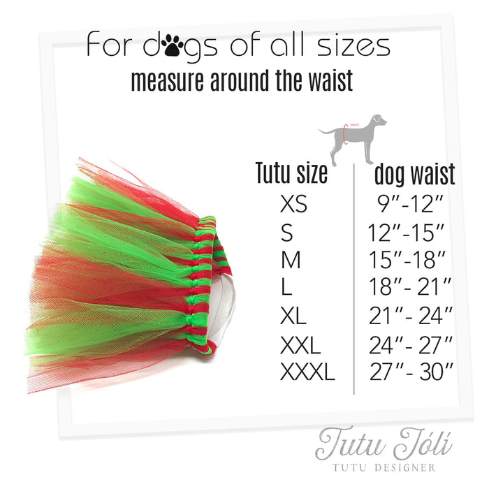 Red and Green Christmas Dog Tutu Skirt | XS-XXXL
