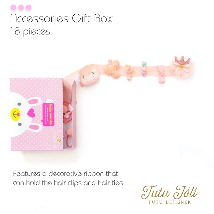 Light Pink Kids Hair Accessories Gift Box - 18Pcs - Gift Set