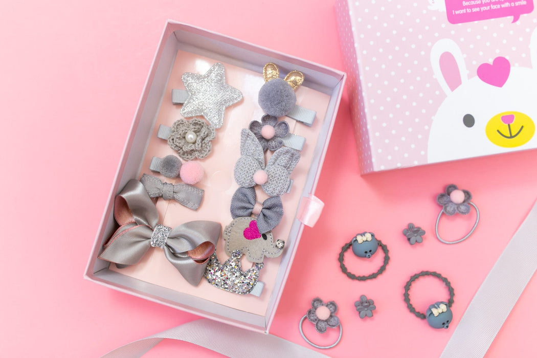 Gray Hair Accessories Gift Box - 18Pcs - Gift Set