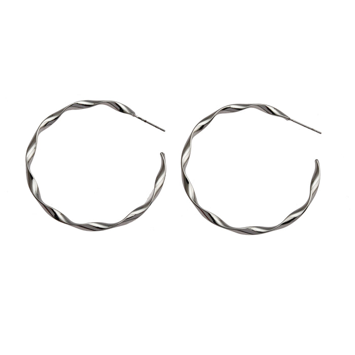 VERONA Wavy Twist Silver Hoop Earrings