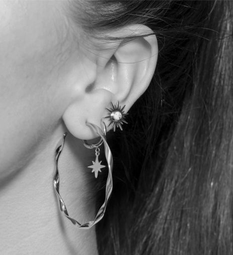VERONA Wavy Twist Silver Hoop Earrings